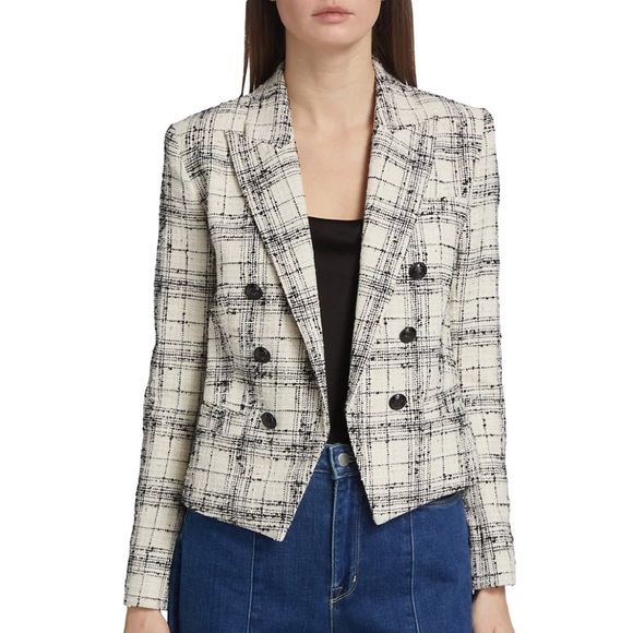 L'AGENCE Black and White Tweed Blazer with Tailored Design size XS - Picture 1 of 8